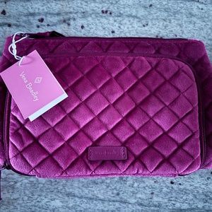 NEW Vera Bradley Travel Pouch Maroon Quilted Soft Velvet w/ Paisley Lining Style